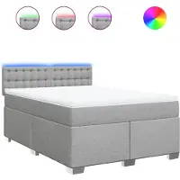 vidaXL Lit boxspring avec matelas gris clair 140x200 cm Tissu