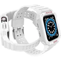 Hurtel Protect Strap Band with Case for Apple Watch 7 / SE (41/40 / 38mm) Case Armored Watch Cover Whi (Matières plastiques, Plastique, TPU), Sangles de montre, Blanc