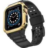 Hurtel Protect Strap Band with Case for Apple Watch 7 / SE (45/44 / 42mm) Case Armored Watch Cover Black (Matières plastiques, TPU), Sangles de montre, Noir, Or