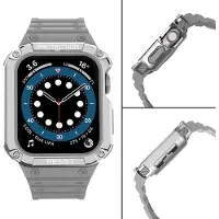 Hurtel Protect Strap Band with Case for Apple Watch 7 / SE (41/40 / 38mm) Case Armored Watch Cover Gra (Matières plastiques, TPU), Sangles de montre, Argent, Gris