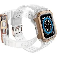 Hurtel Protect Strap Band with Case for Apple Watch 7 / SE (41/40 / 38mm) Case Armored Watch Cover Pin (TPU), Sangles de montre, Transparent, Or, Pink