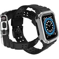 Hurtel Protect Strap Band with Case for Apple Watch 7 / SE (41/40 / 38mm) Case Armored Watch Cover Bla (Matières plastiques, TPU), Sangles de montre, Gris, Noir, Argent