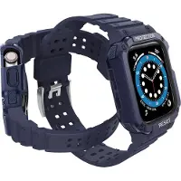 Hurtel Protect Strap Band with Case for Apple Watch 7 / SE (41/40 / 38mm) Case Armored Watch Cover Blu (Plastique, TPU), Sangles de montre, Bleu