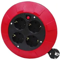EDM 4 Plugs Cable Reel 5 M Rouge