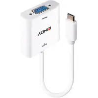 Lindy Convertisseur USB type C vers VGA (USB-C, 11 cm), Adaptateur données + vidéo, Blanc