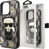 Karl Lagerfeld KLHCP13SPMNFIK1 iPhone 13 mini 5,4" szary/grey Flower Ikonik Karl (Apple iPhone 13 mini), Coque pour téléphone portable, Gris