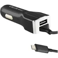 Qoltec Chargeur de voiture 12-24V | 17W | 5V | 3,4A | USB + câble Micro-USB
