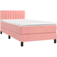 vidaXL Lit boxspring avec matelas & LED rose 80x200 cm velours