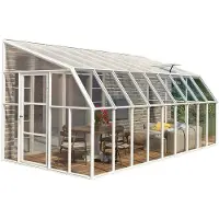RION Serre plastique adossée Sun Room 49 blanche 570x258x266 cm
