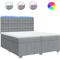 vidaXL Lit boxspring avec matelas gris clair 200x200 cm Tissu