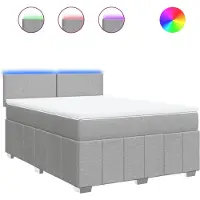 vidaXL Lit boxspring avec matelas gris clair 140x200 cm Tissu