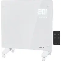 Auronic Chauffage électrique - convecteur avec thermostat et télécommande - panneau en verre - 1000W - Blanc