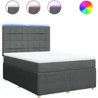 vidaXL Lit boxspring avec matelas gris foncé 140x190 cm Tissu