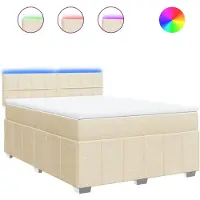 vidaXL Lit boxspring avec matelas Crème 140x190 cm Tissu