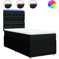 vidaXL Lit boxspring avec matelas noir 90x200 cm Tissu