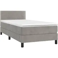 vidaXL Lit boxspring avec matelas & LED gris clair 90x190 cm velours