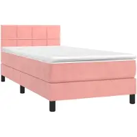 vidaXL Lit boxspring avec matelas rose 90x190 cm velours