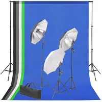 vidaXL Kit de studio photo avec toile de fond et jeu d'éclairage