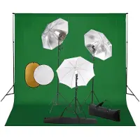 vidaXL Kit studio photo avec lampes, parapluies, fond & réflecteur