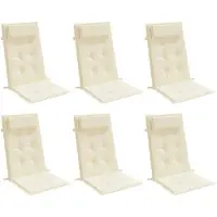 vidaXL Coussins de chaise à dossier haut lot de 6 crème tissu oxford