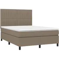 vidaXL Lit boxspring avec matelas Taupe 140x190 cm Tissu