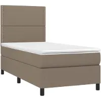 vidaXL Lit boxspring avec matelas Taupe 90x190 cm Tissu