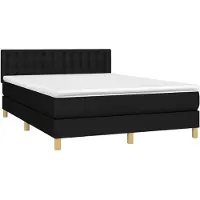vidaXL Lit Boxspring avec matelas & LED Noir 140x190 cm Tissu
