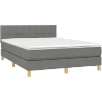 vidaXL Lit boxspring avec matelas gris foncé 140x190 cm Tissu