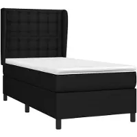 vidaXL Lit boxspring avec matelas noir 90x190 cm Tissu
