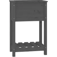 vidaXL Bac à plantes avec étagère Gris 54x34,5x81 cm Pin massif