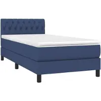 vidaXL Lit boxspring avec matelas bleu 90x190 cm Tissu