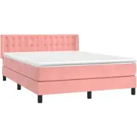vidaXL Lit boxspring avec matelas rose 140x190 cm velours