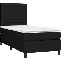 vidaXL Lit boxspring avec matelas noir 90x190 cm Tissu