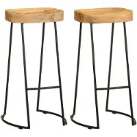 vidaXL Tabouret de bar 2 pcs. Bois massif de manguier