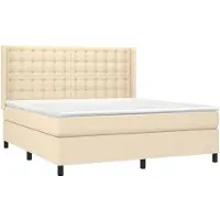 vidaXL Lit Boxspring avec matelas & LED Crème 180x200 cm Tissu