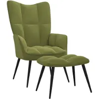 vidaXL Fauteuil relax avec pouf vert clair velours