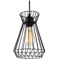 EDM Plafonnier Métallique Noir Design Industriel, Douille E27, Couleur Noire -