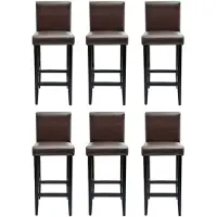 The Living Store tabourets de bar 6 pcs. Simili cuir marron