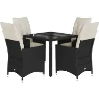 vidaXL Ensemble de jardin 5 pièces avec coussins Noir Poly Rattan