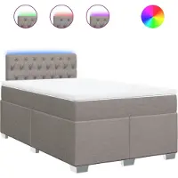 vidaXL Lit Boxspring avec matelas Taupe 120x200 cm Tissu