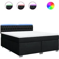 vidaXL Lit boxspring avec matelas noir 180x200 cm Tissu