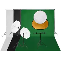 vidaXL Kit de studio photo avec éclairage toile de fond et réflecteur