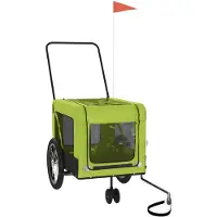 vidaXL Remorque pour vélo Chiens Vert et Noir Tissu Oxford & Fer