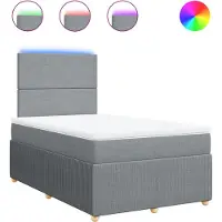 vidaXL Lit boxspring avec matelas gris clair 120x200 cm Tissu