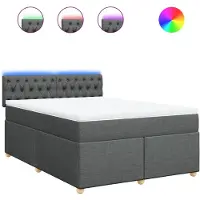 vidaXL Lit boxspring avec matelas gris foncé 160x200 cm Tissu