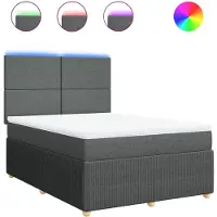 vidaXL Lit boxspring avec matelas gris foncé 140x200 cm Tissu