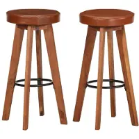 vidaXL Tabouret de bar 2 pcs. Cuir véritable et bois massif d'acacia