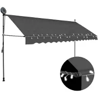 vidaXL Store rétractable manuel avec LED 350 cm Anthracite