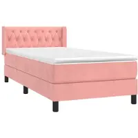 vidaXL Lit boxspring avec matelas rose 90x190 cm velours