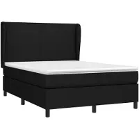 vidaXL Lit boxspring avec matelas noir 140x190 cm Tissu